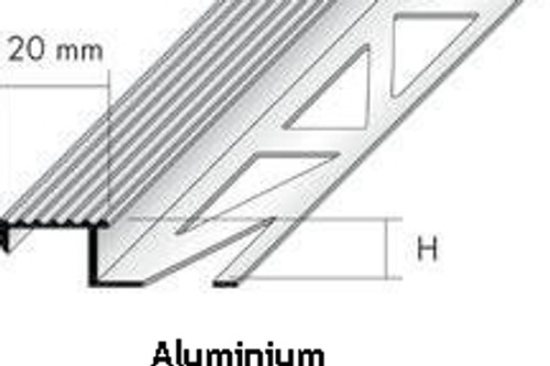 Aluminium Non Slip Grooved Tread Tile-In Stair Edge Nosing For Tiles- 2.5m Aluminium Non Slip Grooved Tread Tile-In Stair Edge Nosing For Tiles- 2.5m