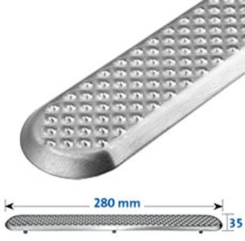 Individual stainless steel ribs to create tactile guidance strips.