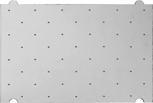 Template for tactile studs with stem drilled into floor.