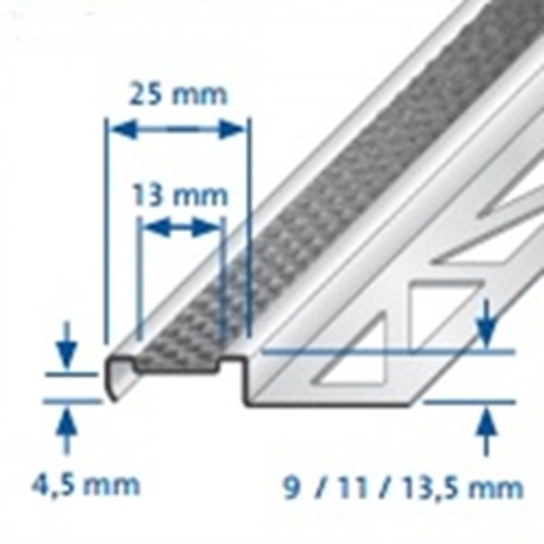 Stainless Steel Anti slip Tile-In Stair Nosing-2.5m Stainless Steel Anti slip Tile-In Stair Nosing-2.5m