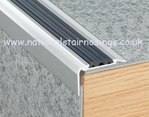 Anti-slip aluminium stair nosing with replaceable insert for laminate,vinyl flooring