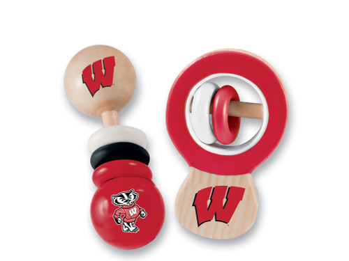 Wisconsin Badgers NCAA Wood Rattle 2-Pack