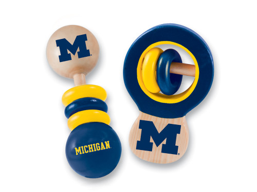 Michigan Wolverines NCAA Wood Rattle 2-Pack