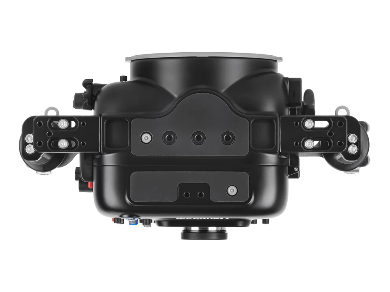 Underside view of Nauticam NA-S5II Underwater Housing for Panasonic S5 II & S5 IIX Mirrorless Digital Camera showing mounting threads.  