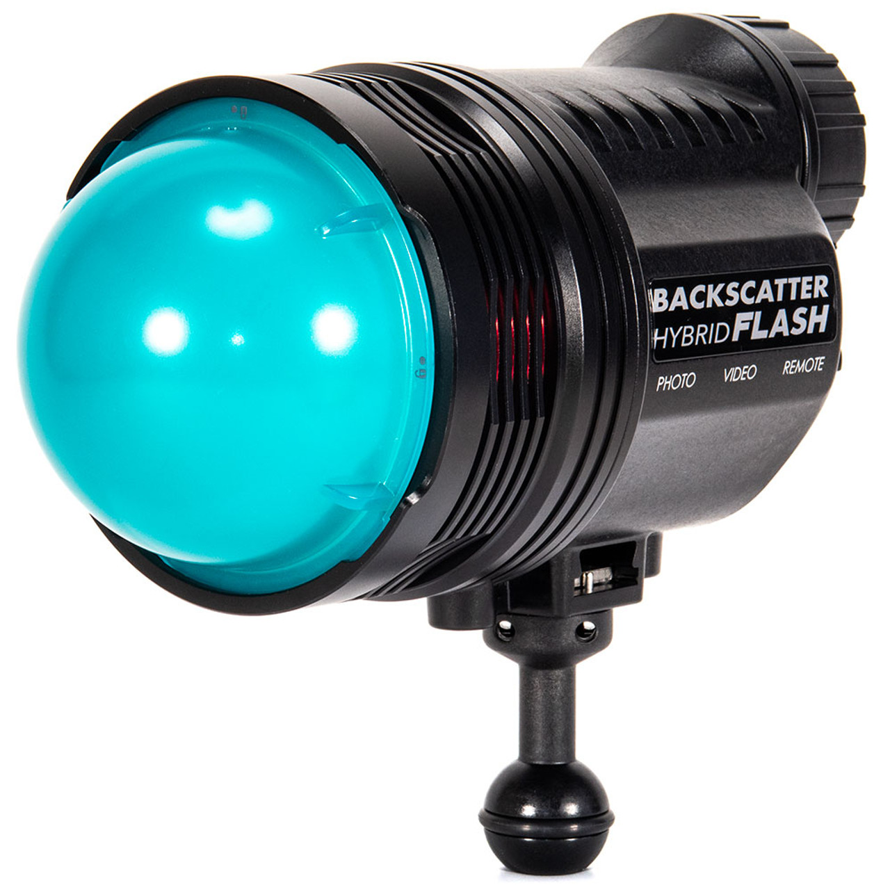 Backscatter Ambient Blue Dome Diffuser fitted to the Backscatter Hybrid Flash 1 Underwater Strobe