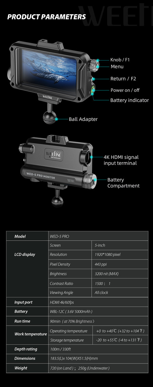  Weefine Underwater Monitor WED-5 PRO