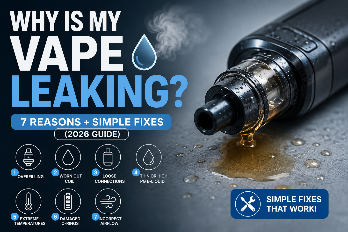 Why Is My Vape Leaking? 7 Reasons + Simple Fixes (2026 Guide)