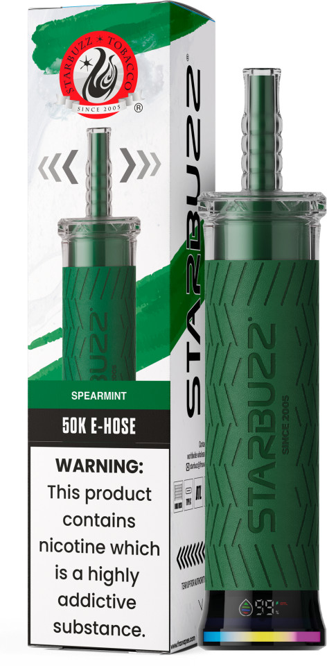 STARBUZZ eHose disposable vape with rich vapor output on dark background