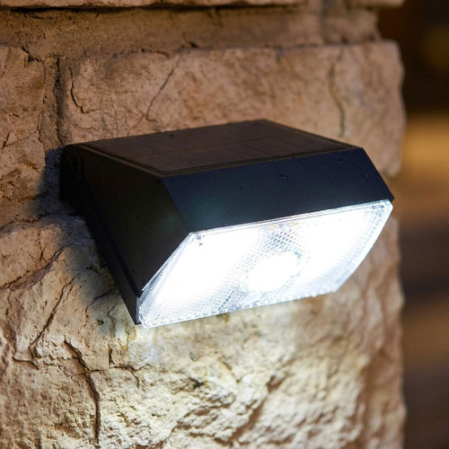 Solar Wall Light With Motion Sensor 10W 1000lm IP65 4000K Black Commercial Grade
