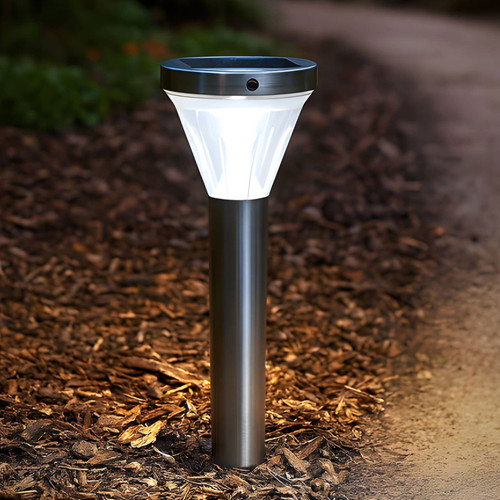 Solar Bollard Light Motion Sensor 45cm Super Bright Stainless Steel 2.4Ah Battery