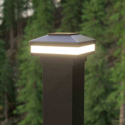 Solar LED Post Top 97mm Square In Black 3000K 150lm IP65