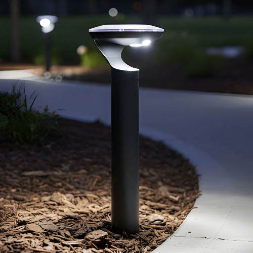 Solar Bollard Light Black 80cm 280lm 4000K IP65 With Motion Sensor