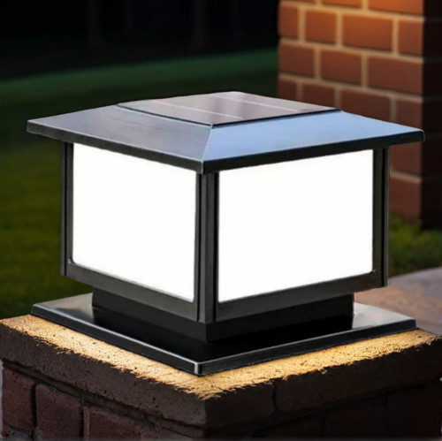 Solar LED Pillar Light Black Tri-colour 7W 700lm IP44