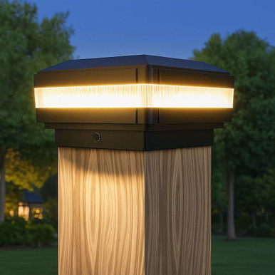 Solar LED Post Top 97mm Square In Black 3000K 150lm IP65 | Sunz