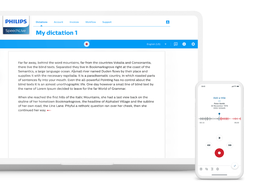 speechlive SPEECH-TO-TEXT laptop and app