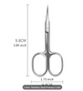 Kiss and Makeup Stainless Steel Curved Scissors dimensions
