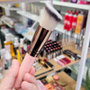 Maange Professional Pink Angled Foundation Brush close up on brush head