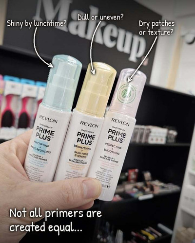Not all primers are created equal 👀 Revlon PhotoReady Prime Plus — three of them, three completely different j