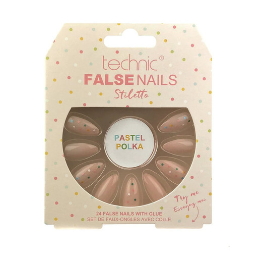 Technic False Nails Stiletto Pastel Polka