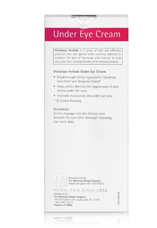 Himalaya Herbals Under Eye Cream reverse of packaging