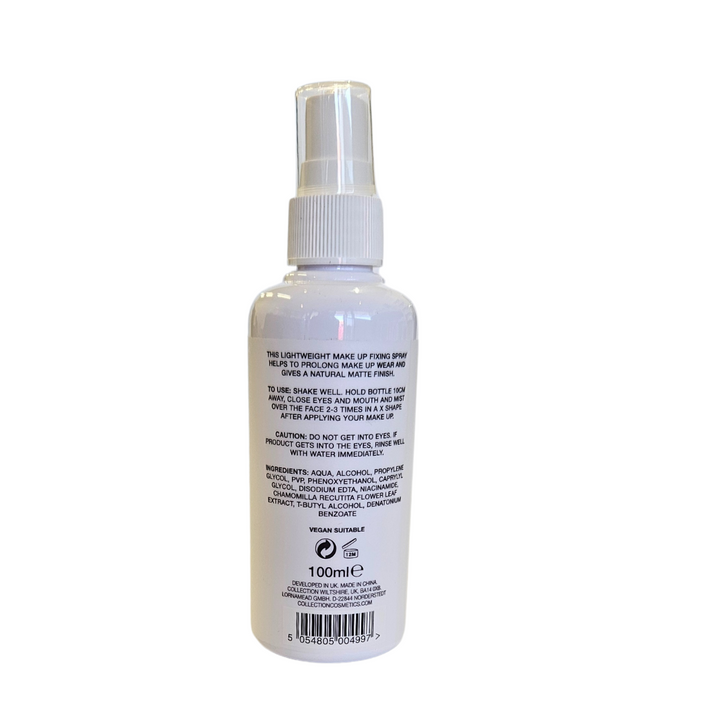 Collection Mattifying Makeup Fixing Spray 100ml reverse of package
