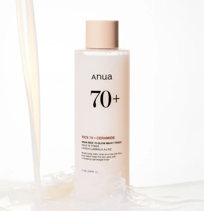Anua Rice 70 Glow Milky Toner brightens skin