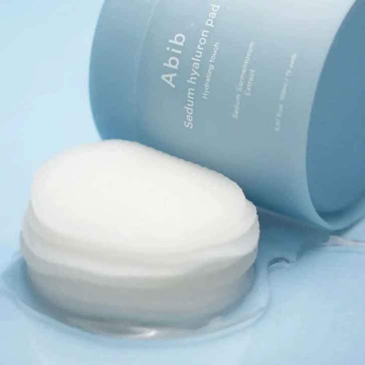 Abib Sedum Hyaluron Pad with 8 types of hyaluronic acid and sedum extract for plump glowing skin