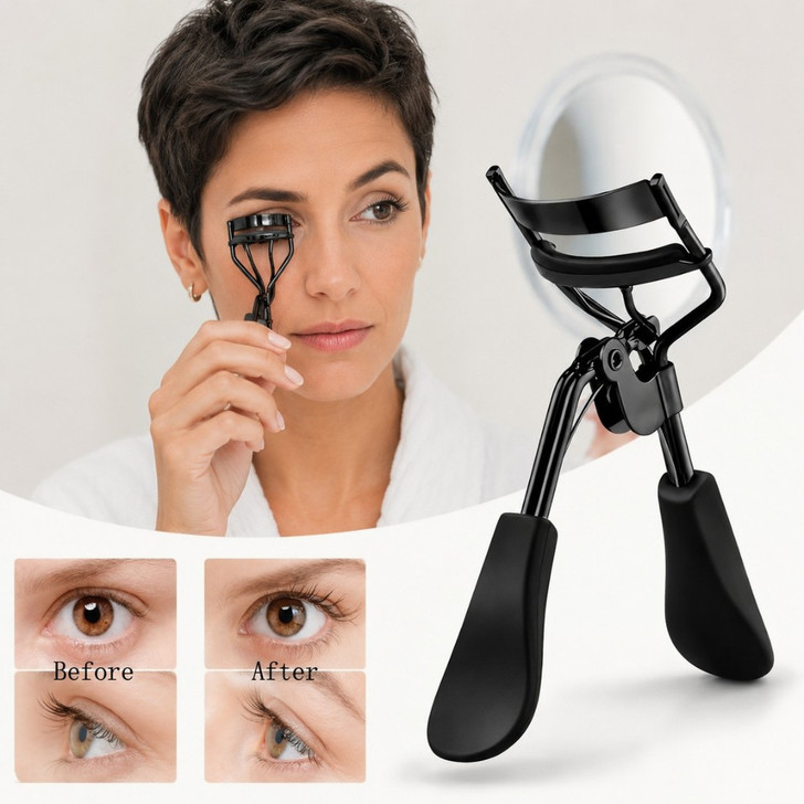 Eyelash Curler with Replacement Pads in black