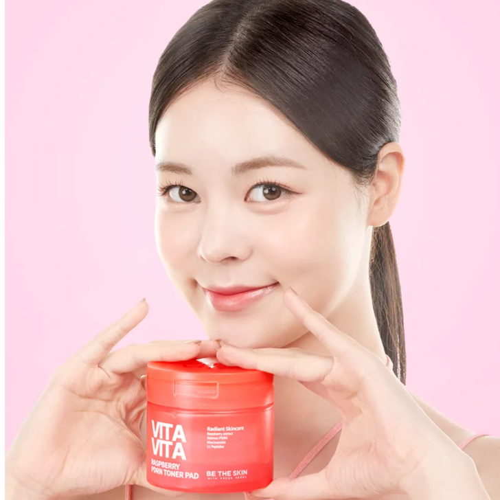 be the skin Vitavita Raspberry PDRN Toner Pad soothes skin