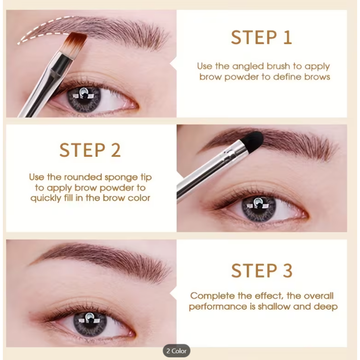 Maycheer Dark Coffee and Black Eyebrow Powder with Brush available in nz from Kiss and Makeup