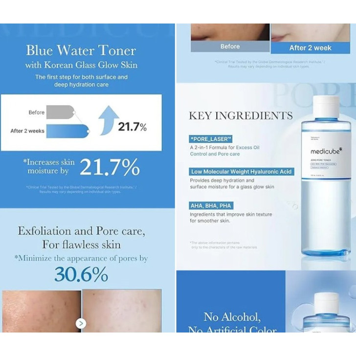 medicube Zero Pore Toner 250ml gentle exfoliation