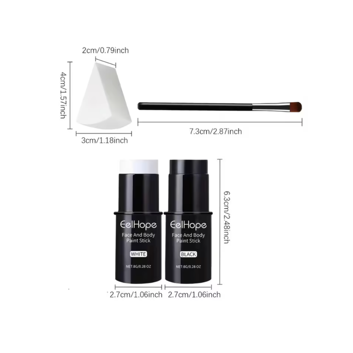 Black and White Face and Body Paint Sticks