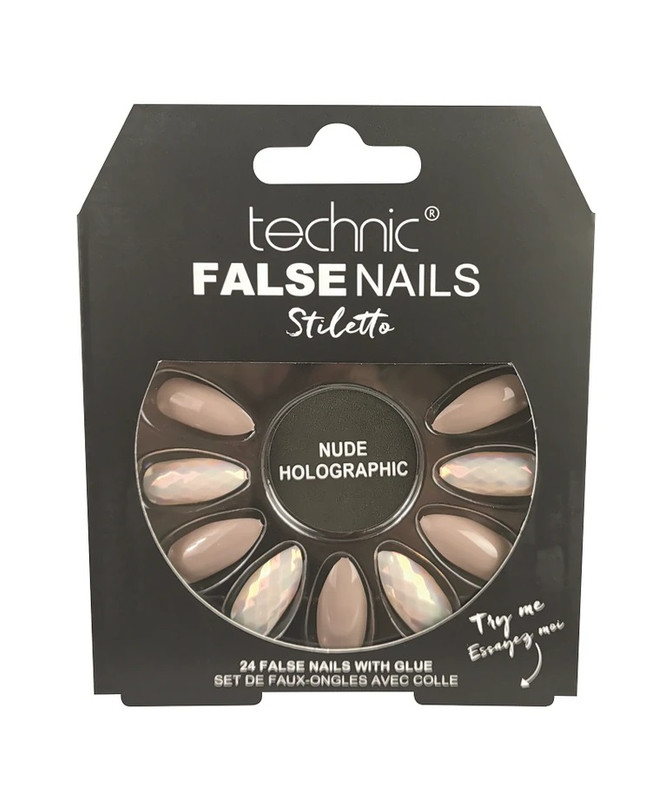 Technic False Nails - Stiletto Nude Holographic