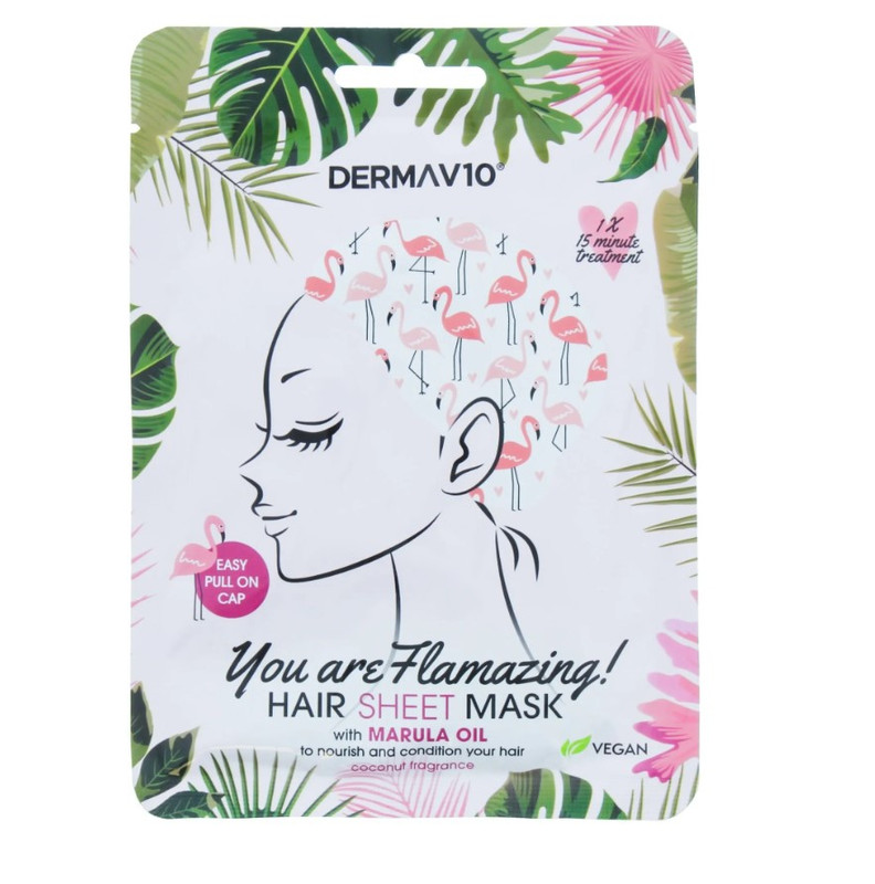 DermaV10: Flamingo Print Hair Mask - Marula Oil