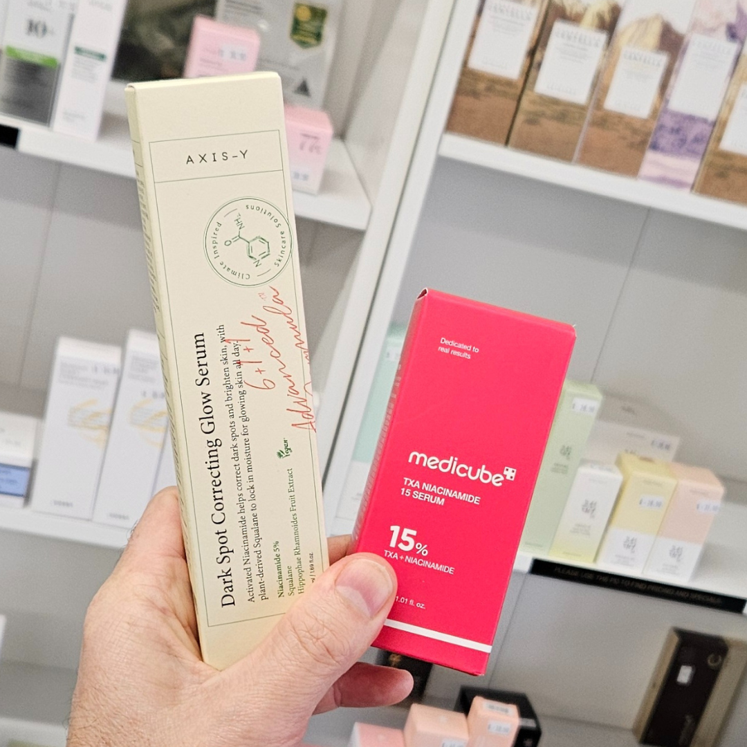 Our recommended Dark Spots and Hyperpigmentation Treatment Duo - AXIS Y Dark Spot Correcting Glow Serum and Medicube TXA Niacinamide 15 Serum