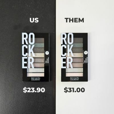 Revlon Cosmetics are generally cheaper at Kiss and Makeup