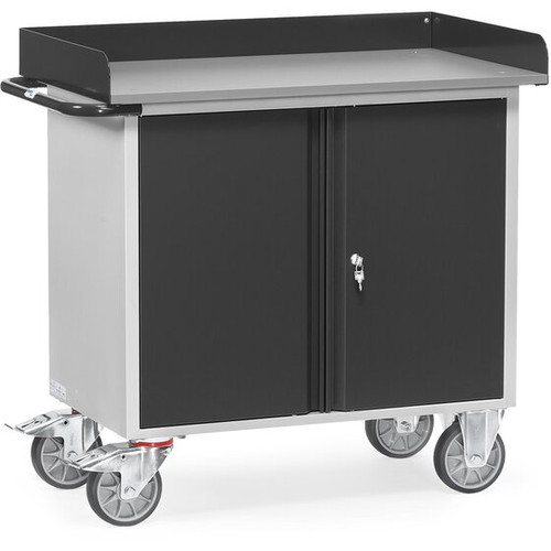 Werkstattwagen mit 2-türigem Schrank Type 90 12456 16 Ladefläche 985x590mm mit Abrollrand