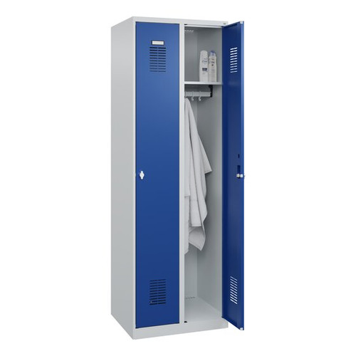 Garderobenschrank 2x300 mm, Enzianblau, Type 75 8055 200
