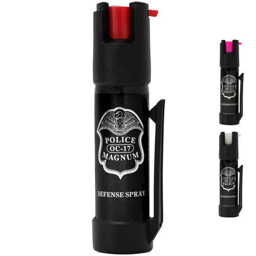 Police Magnum bottom clip pepper spray self defense weapons for women & men's safety protection.