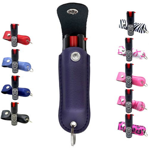 Police Magnum Twist Lock Pepper Spray Keychain Holster 1/2oz case with keychain and twist safety lock