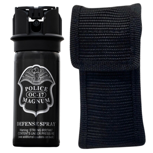 Police Magnum black pepper spray holster belt loop holder for self defense security and tactical gear for law enforcement