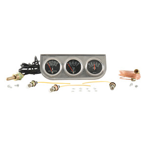 MECHANICAL TRIPLE CLUSTER GAUGE SET AMP-OIL-WATER / LIGHTED CHROME, SSW0004 New