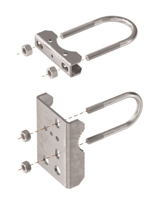 image:Locinox SB-4020 Galvanized Bracket to Mount Samson 2 to Round Profiles - 4" Post & 1-7/8" Gate Frame