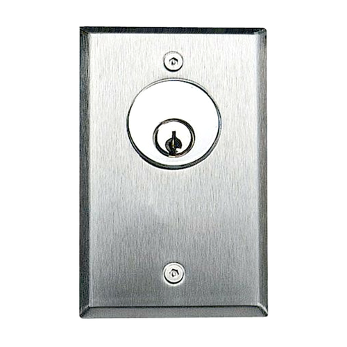 image:Key Switch, Single Alternate Action, Single Gang Plate, DPDT Switch, LED Bi-Colored Light