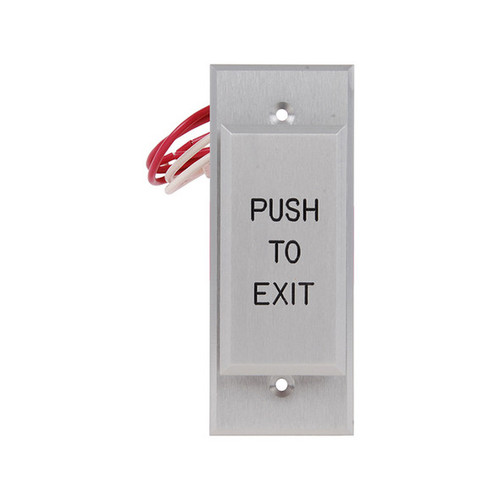 image:Dortronics 5286 Series Narrow Mullion Pneumatic Push Plate, "PUSH TO EXIT"