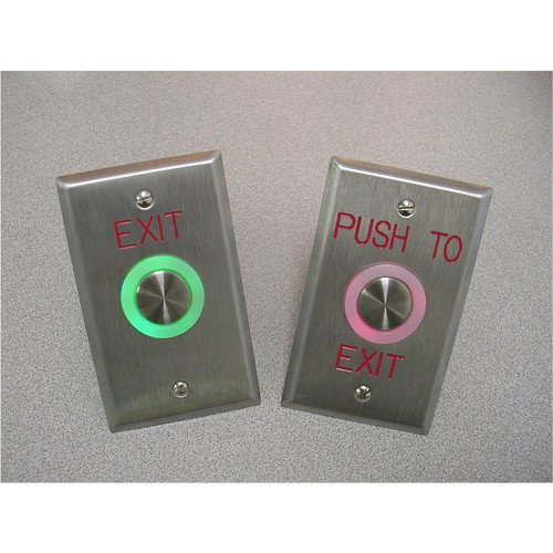 image:Dortronics 5277 Series Piezoelectronic Push Plate Switch, "PUSH TO EXIT"