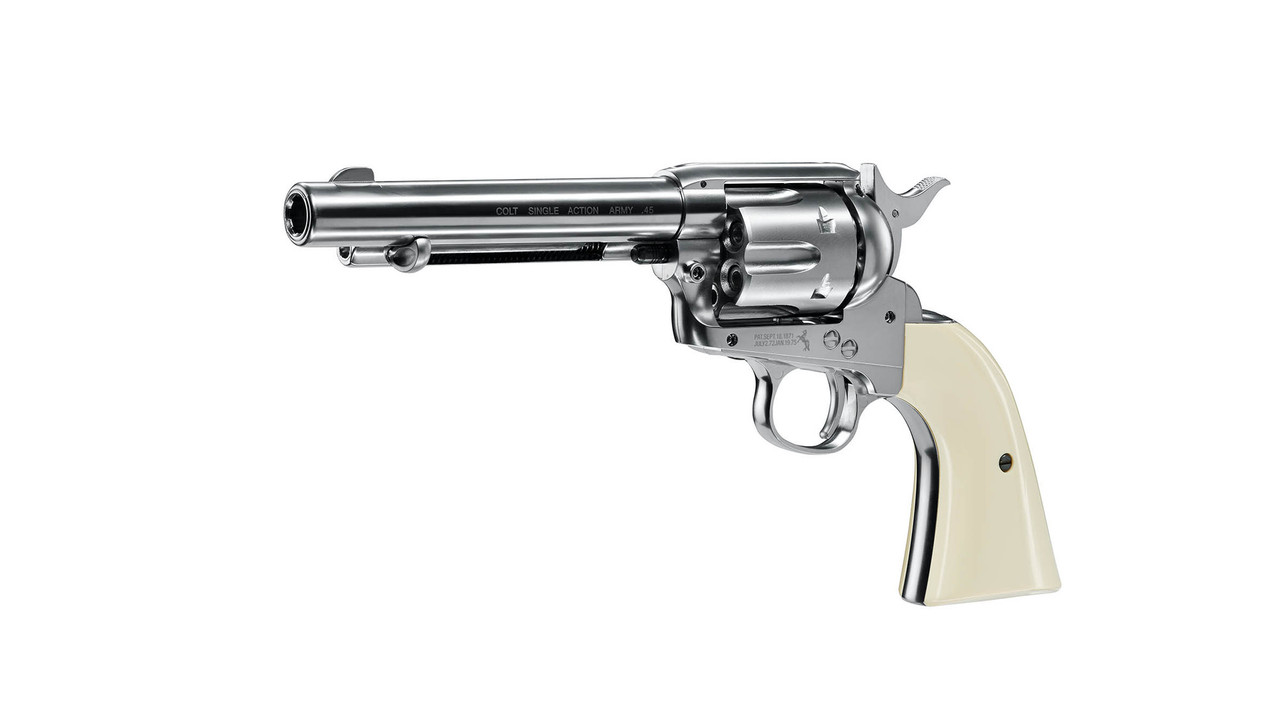 COLT SINGLE ACTION ARMY 45 コルトシングルアクションアーミー ピースメーカー マルシンガスガン  Colt SAA .45 Nickel \u0026 Pearl Single Action Army .177 Co2 - Just Air