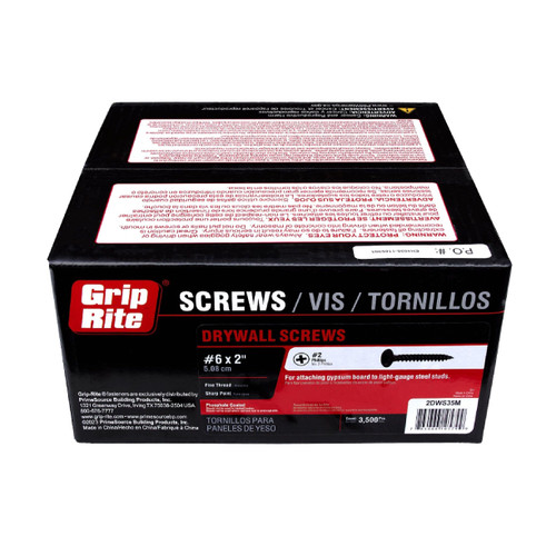 GRIP-RITE 2DWS35M #6 x 2 in. #2 Phillips Bugle Head Fine Thread Drywall Screws (25 lb.) (3500/Pack)