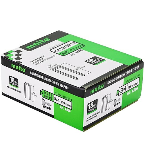 MEITE 18 Gauge 1/4 in. x 3/4 in. Narrow Crown Staples Heavy Duty Galvanized Staples (4,000 PCS)