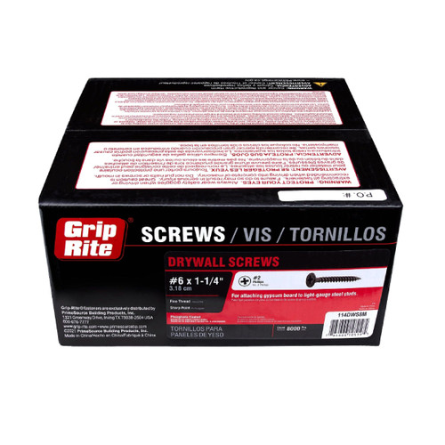 GRIP-RITE 114DWS8M #6 x 1-1/4 in. #2 Phillips Bugle Head Fine Thread Drywall Screws (25 lb.) (8000/Pack)